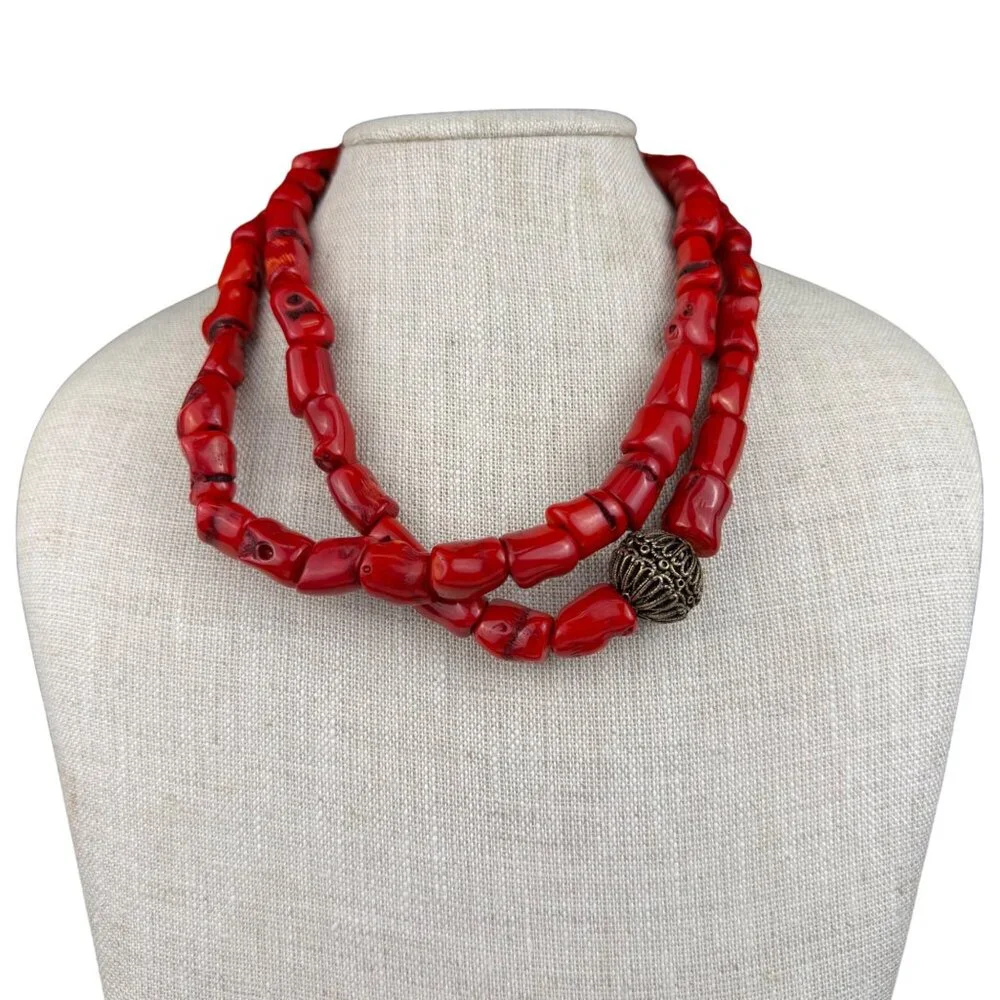 Barse Womens Red Stone & Gold Tone Earrings & Necklace Set - Picture 2 of 9